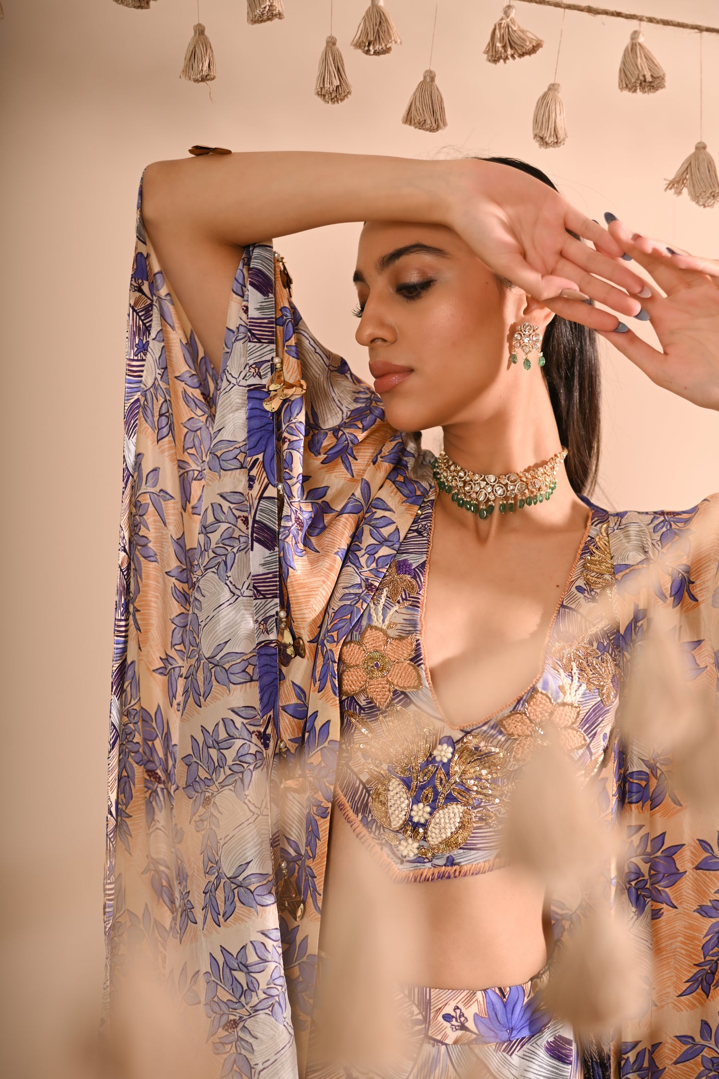 The Mahogany Cape & Sharara Set