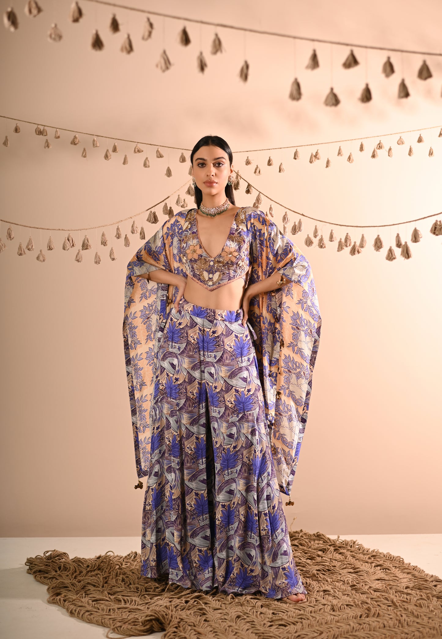 The Mahogany Cape & Sharara Set