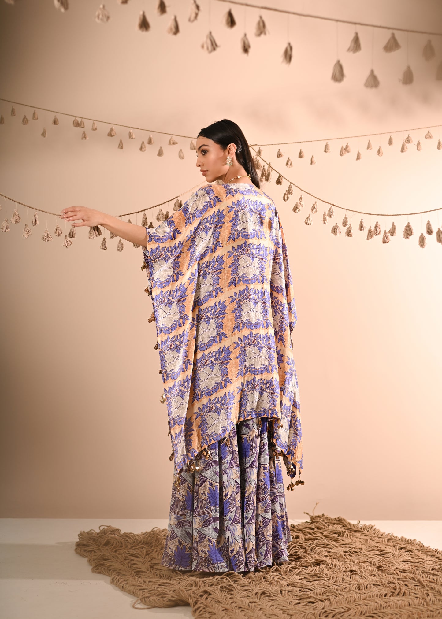 The Mahogany Cape & Sharara Set