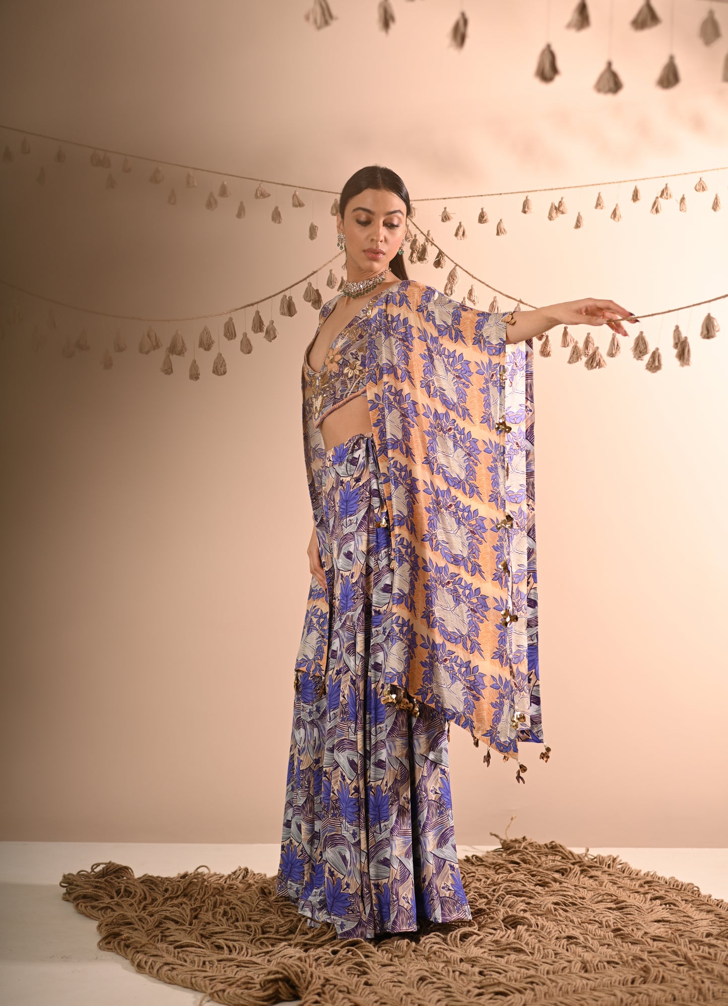 The Mahogany Cape & Sharara Set