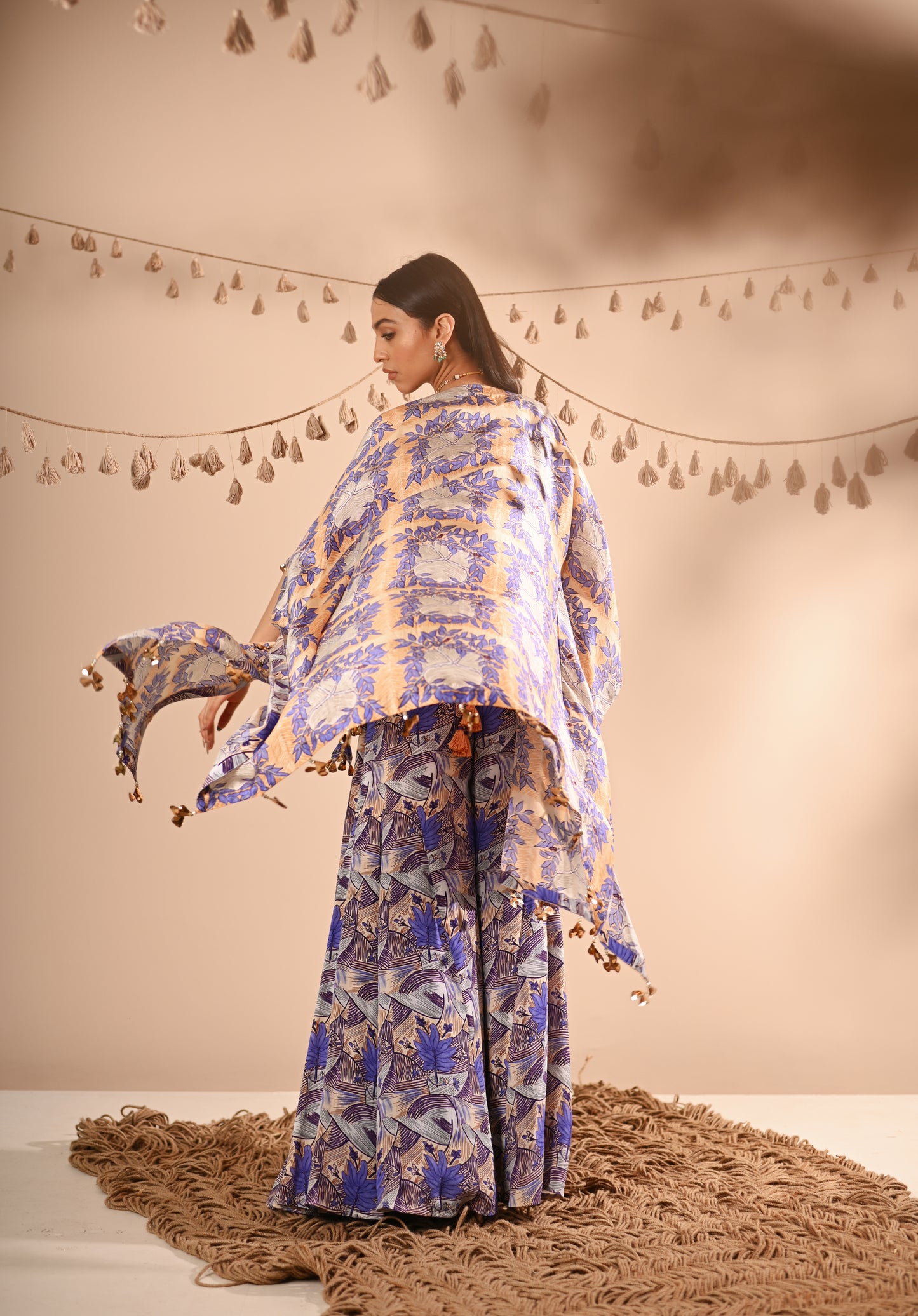 The Mahogany Cape & Sharara Set