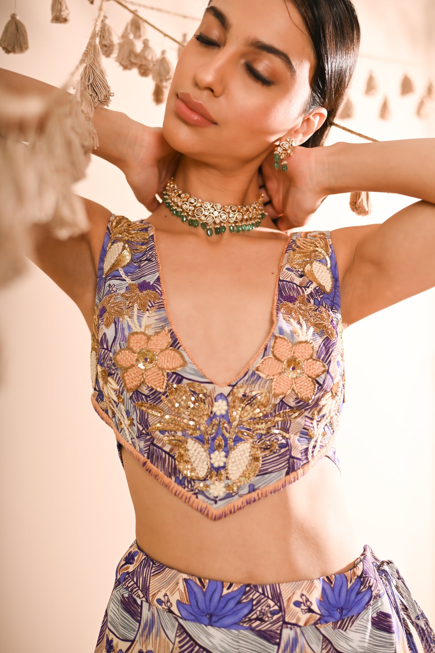 The Mahogany Cape & Sharara Set