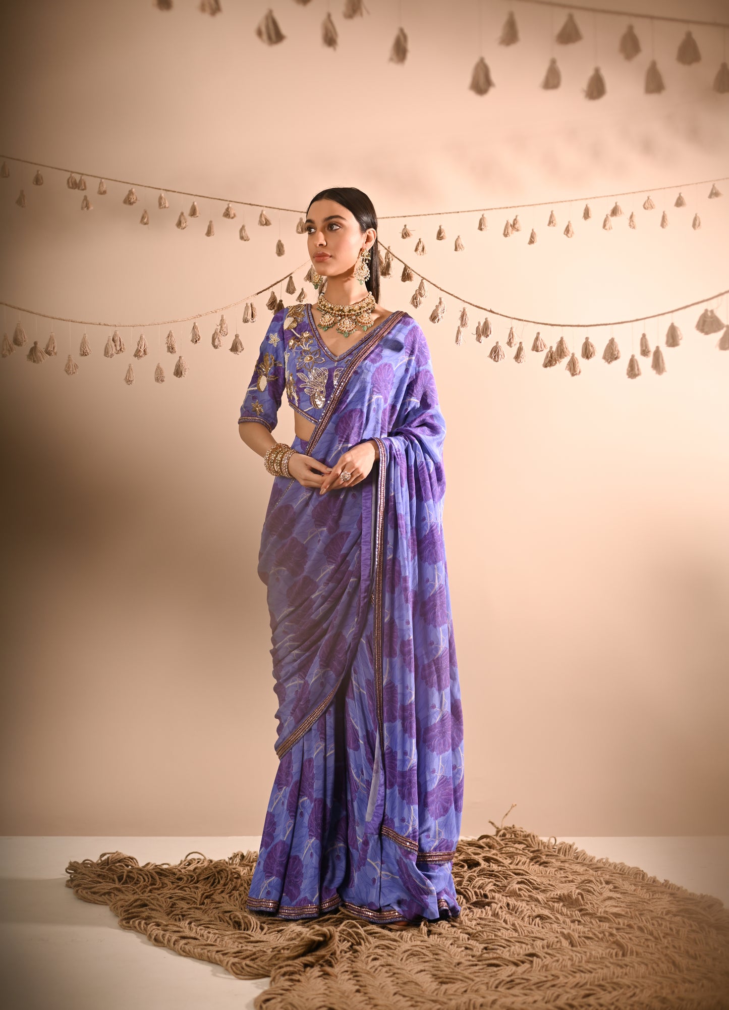The Poppy Pre-Draped Sharara Saree Set