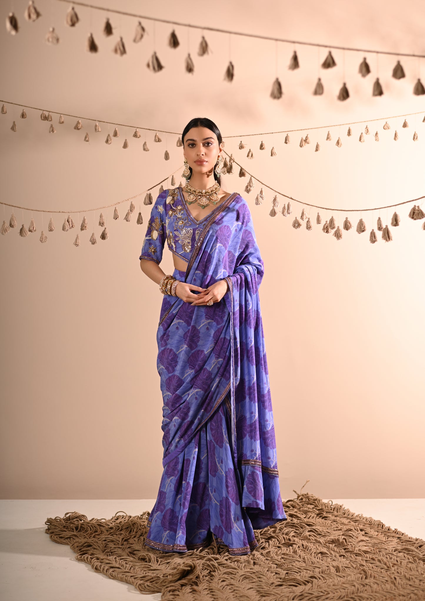 The Poppy Pre-Draped Sharara Saree Set