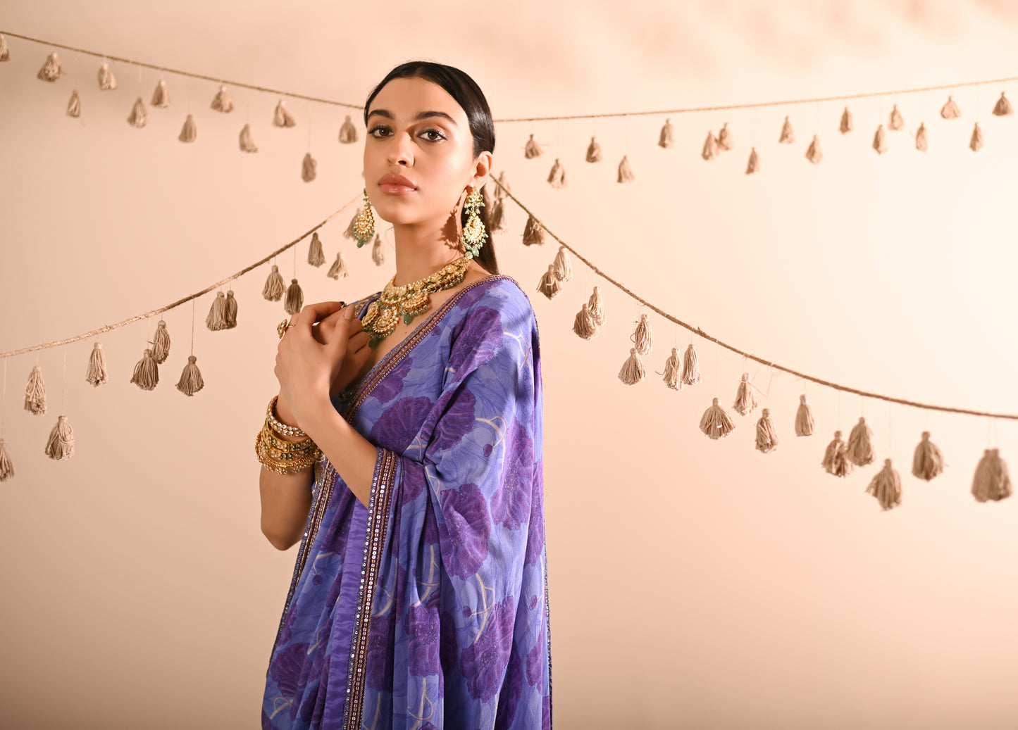 The Poppy Pre-Draped Sharara Saree Set