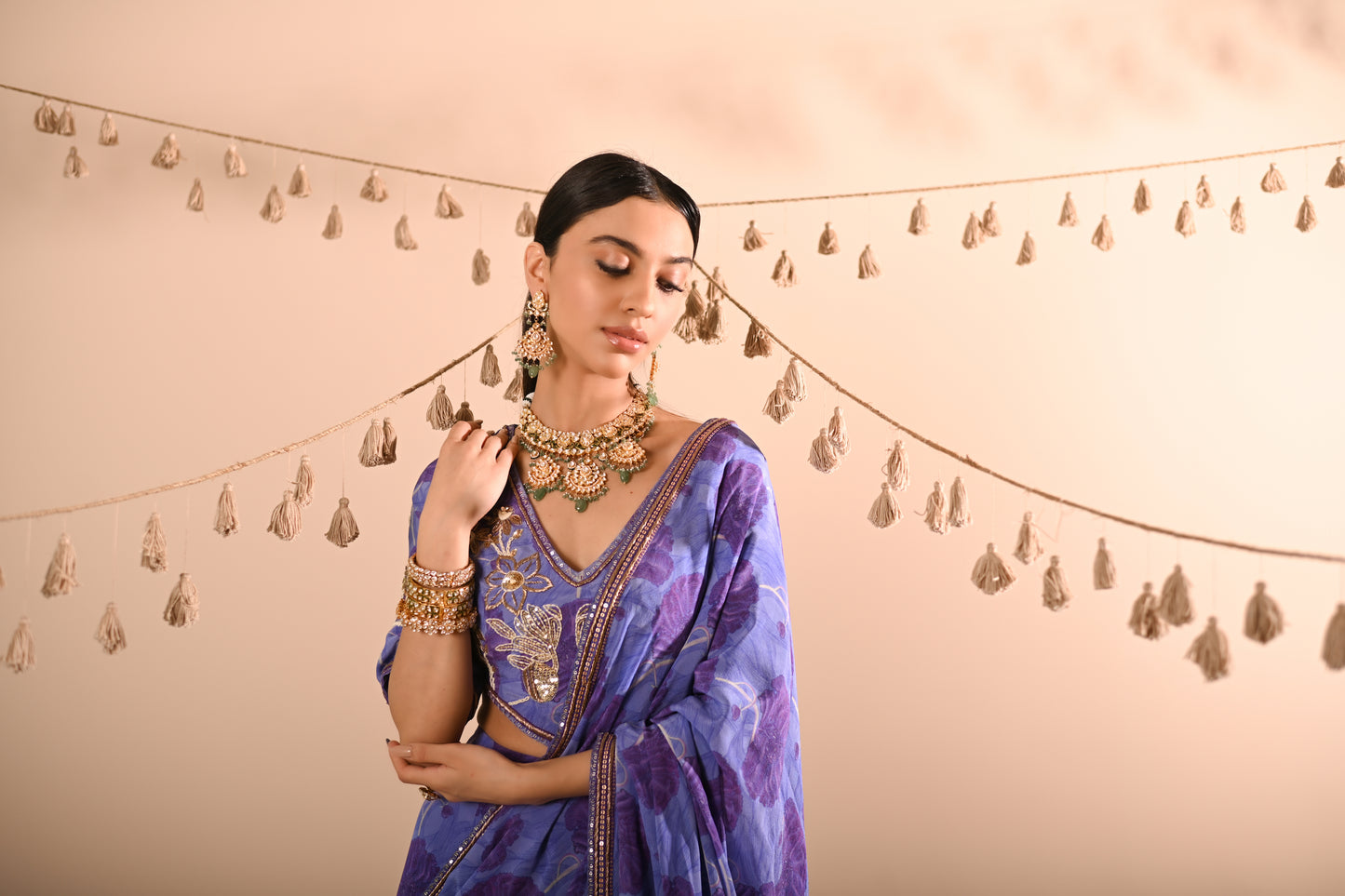 The Poppy Pre-Draped Sharara Saree Set