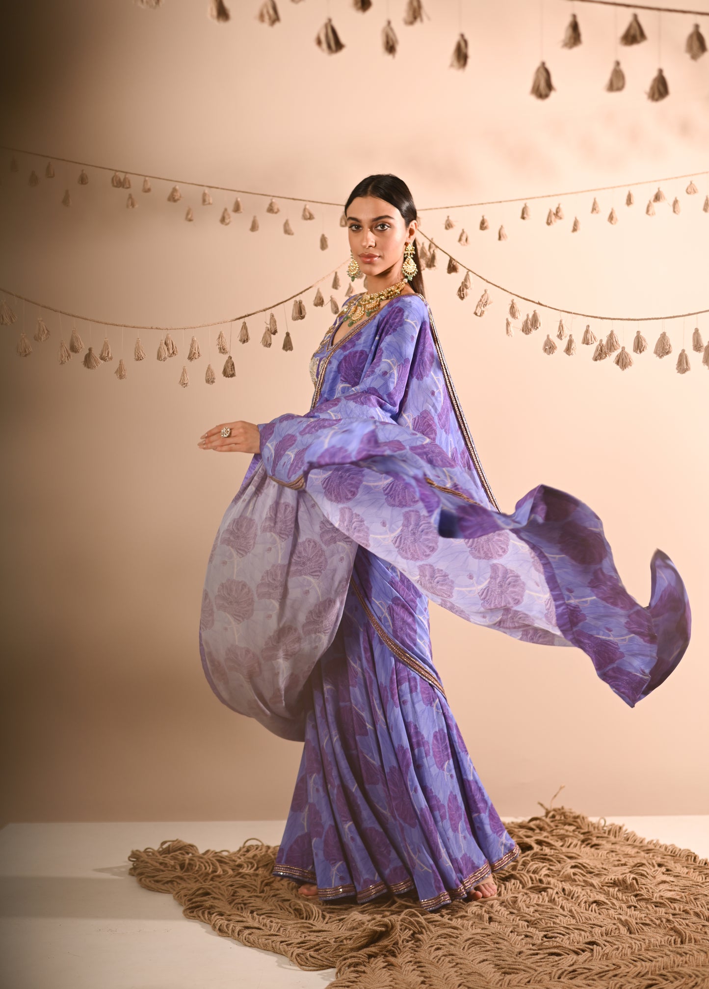 The Poppy Pre-Draped Sharara Saree Set