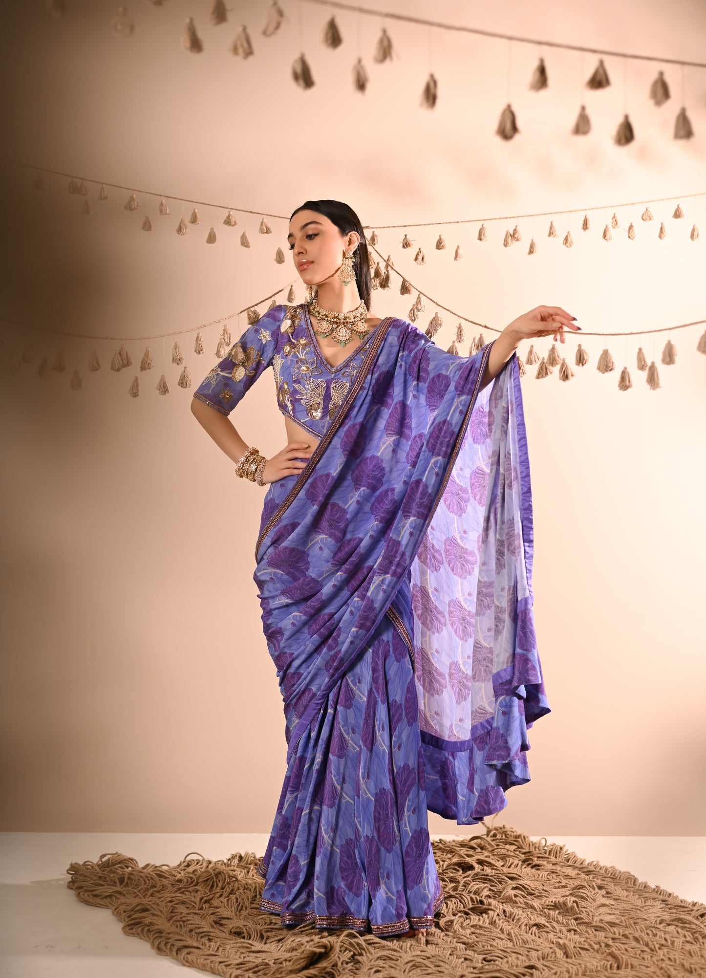The Poppy Pre-Draped Sharara Saree Set