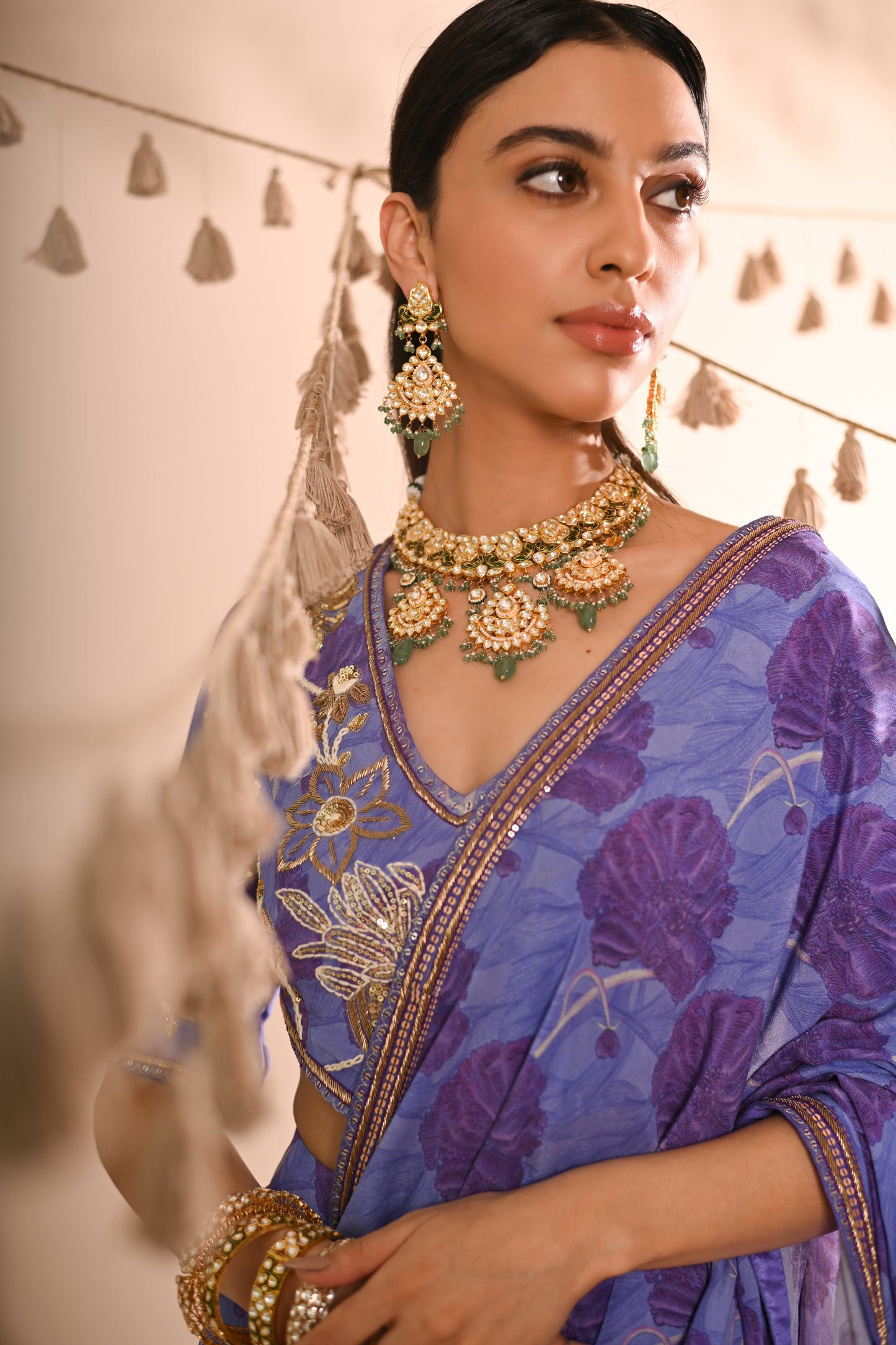 The Poppy Pre-Draped Sharara Saree Set