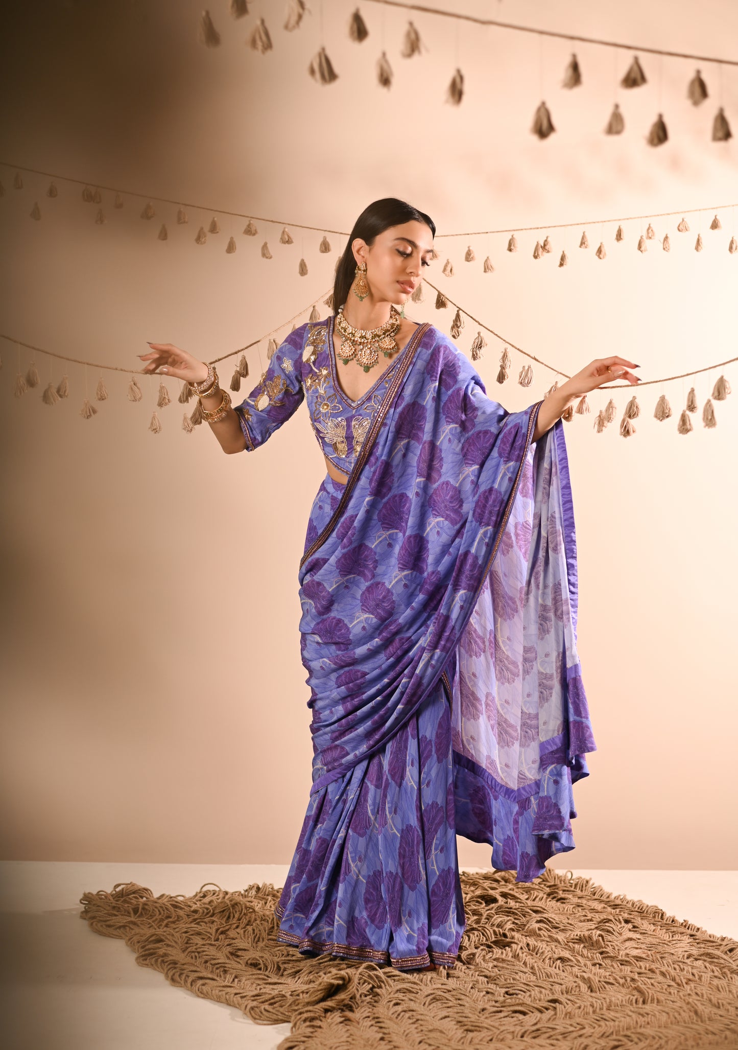 The Poppy Pre-Draped Sharara Saree Set