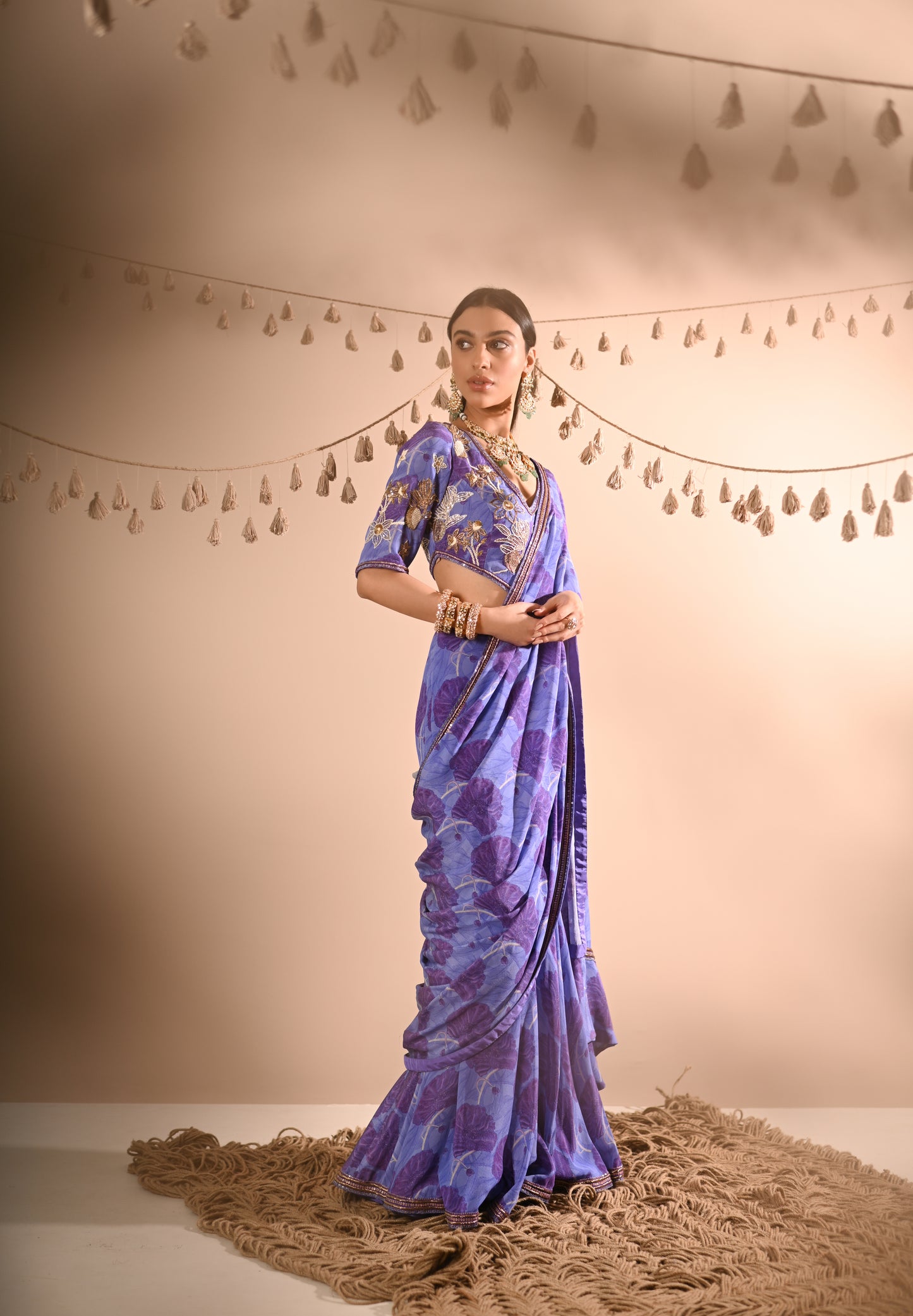 The Poppy Pre-Draped Sharara Saree Set