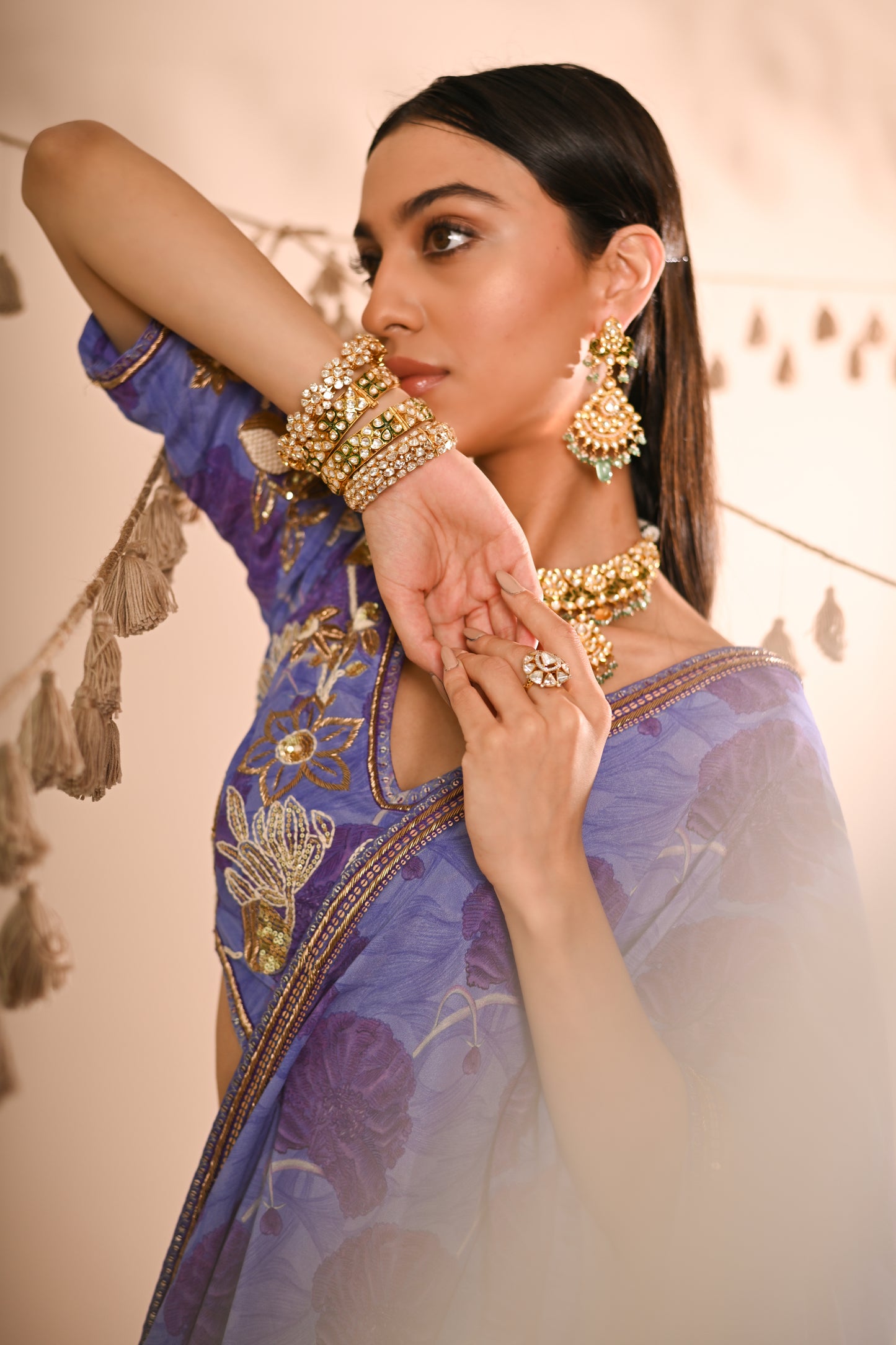 The Poppy Pre-Draped Sharara Saree Set