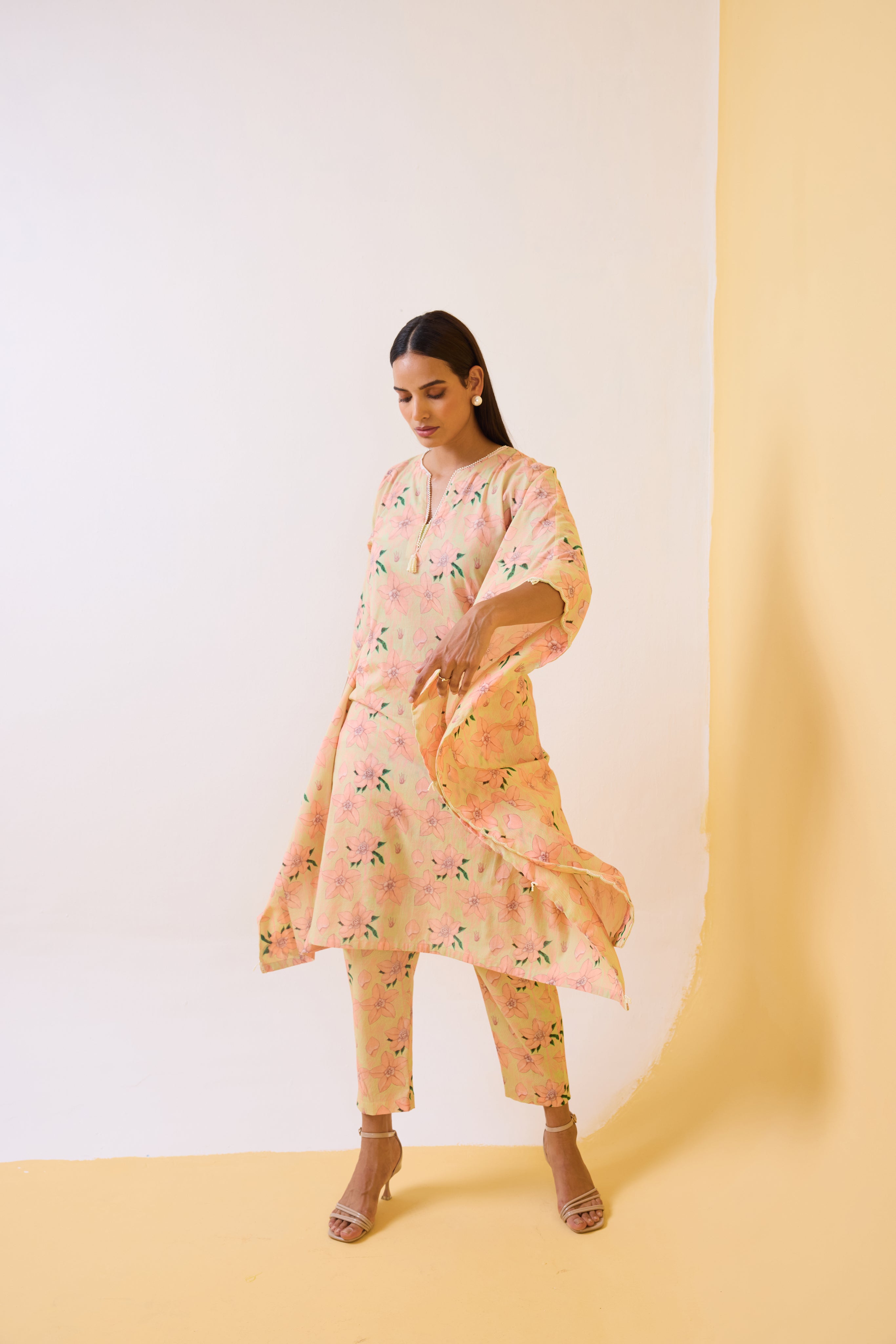 The Matcha Green Rose-Bud Kaftan Set