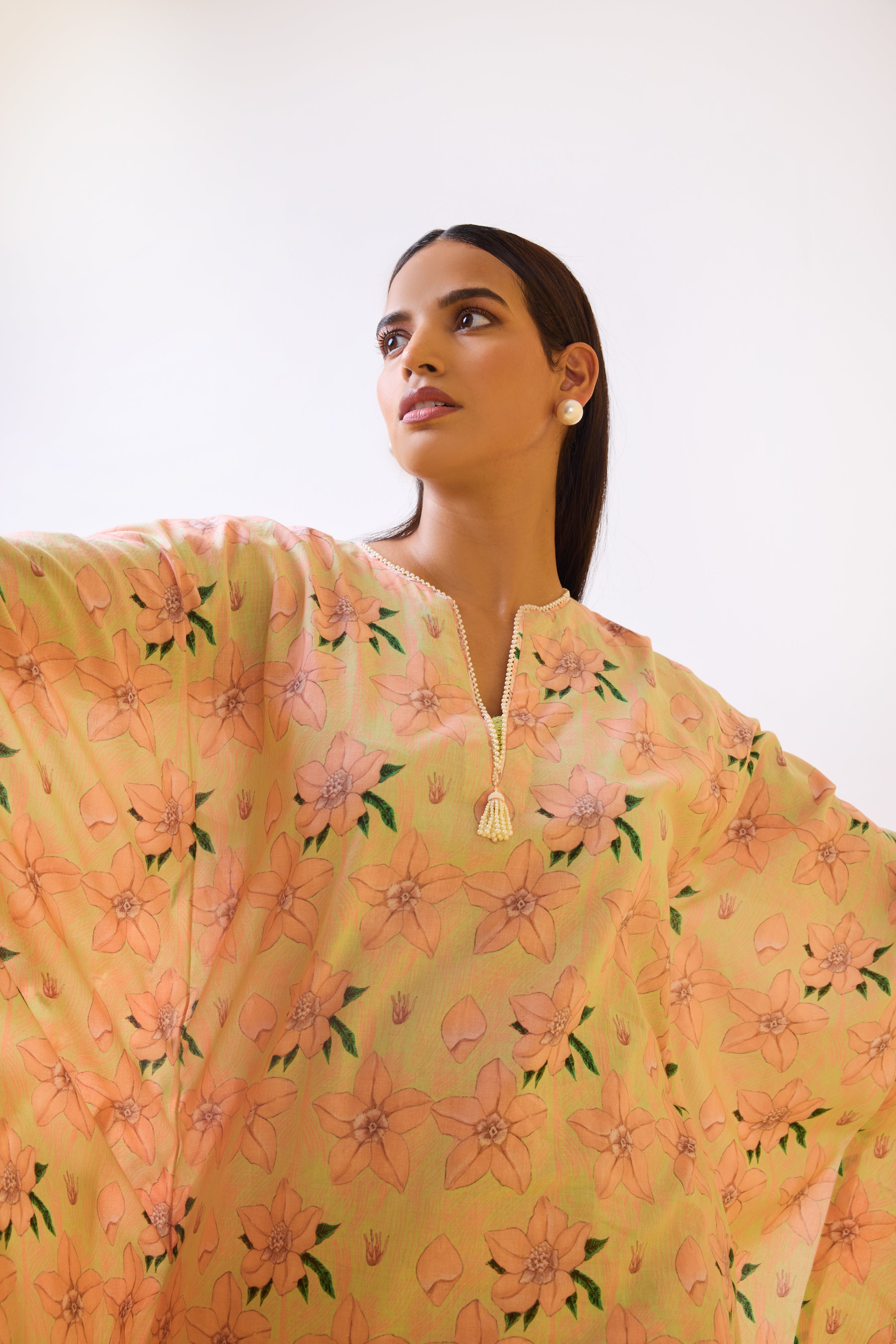 The Matcha Green Rose-Bud Kaftan Set