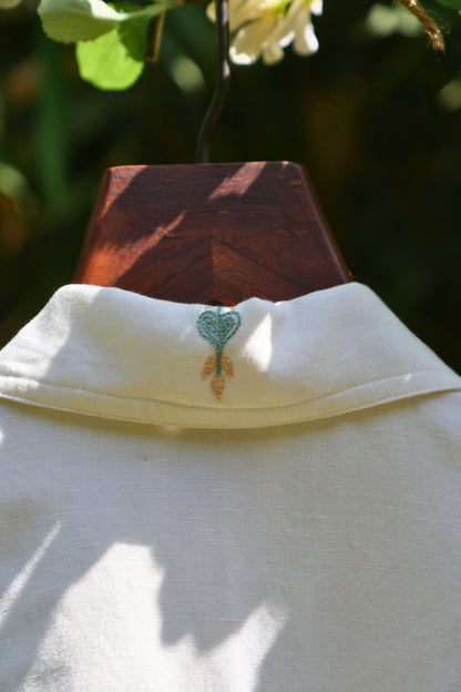 Relaxed fit cropped linen shirt