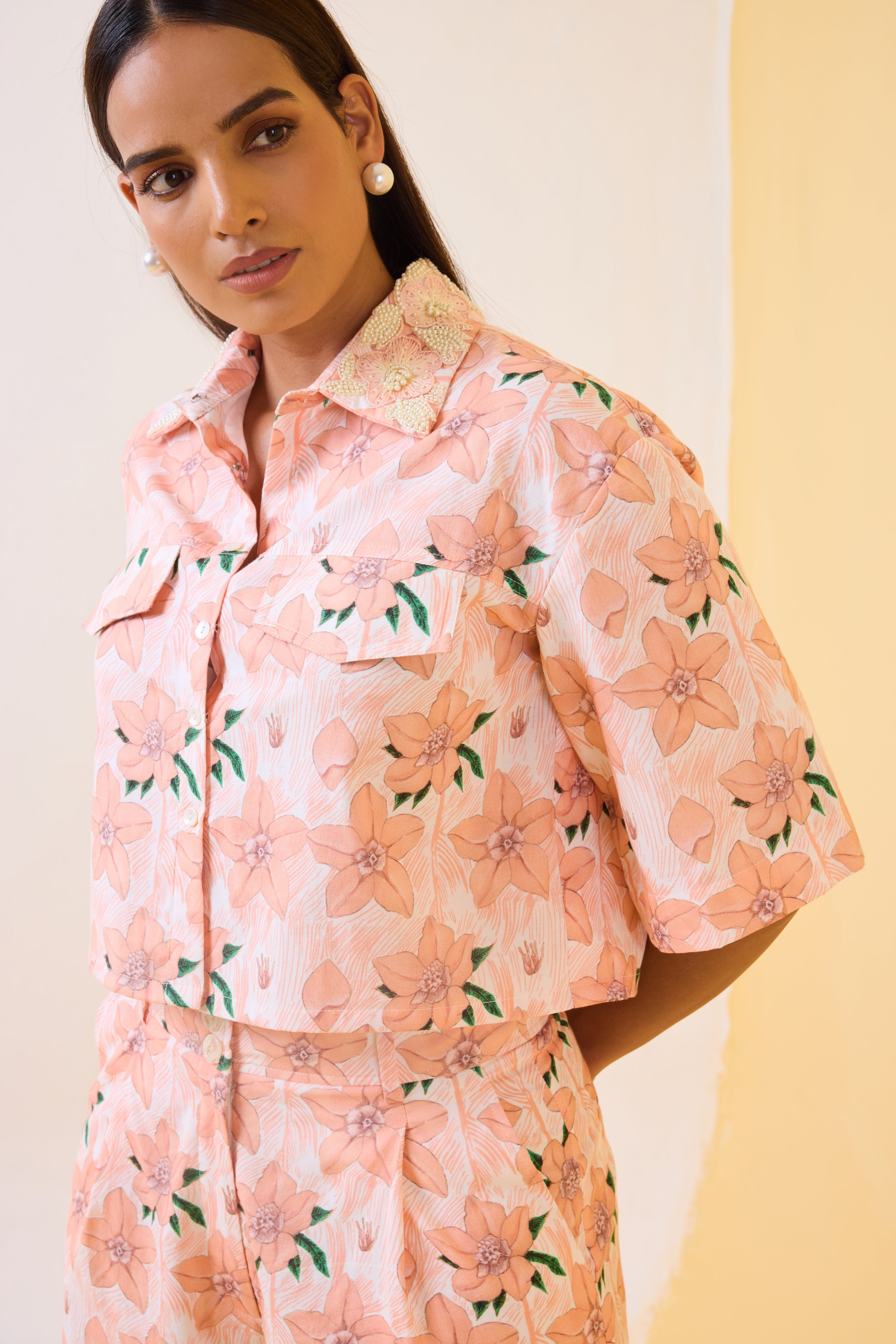 The Peachy Rose-Bud Shirt Set