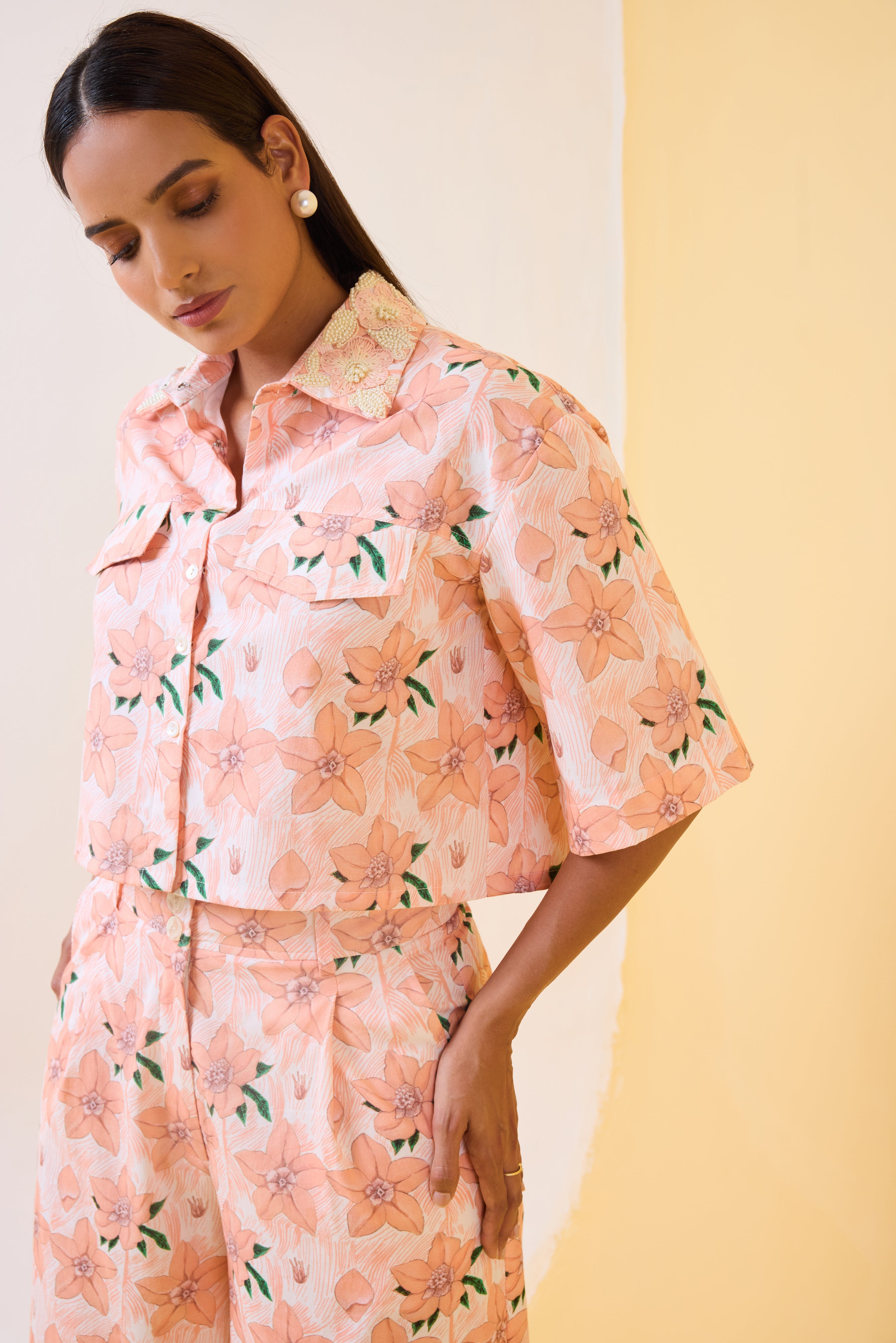 The Peachy Rose-Bud Shirt Set