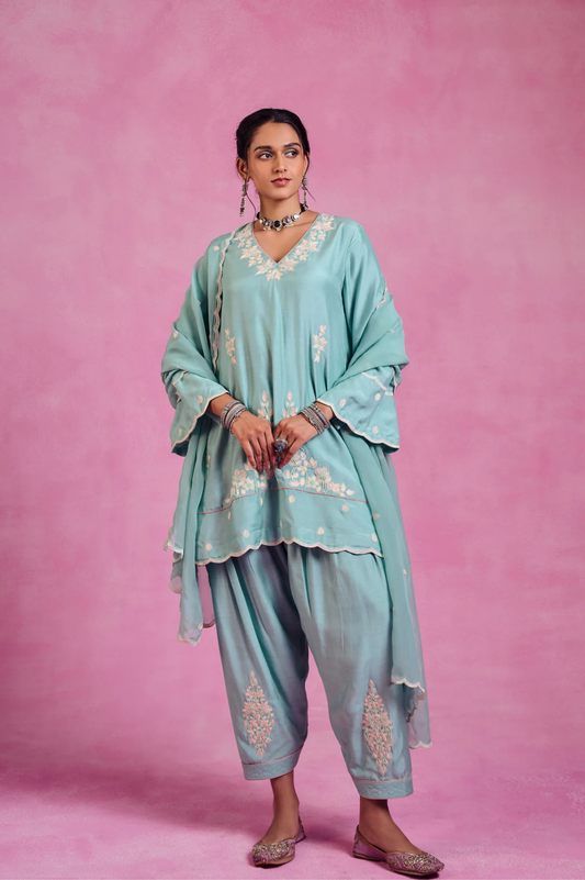 The Ethereal Blue Short- Kurta & Salwar Set