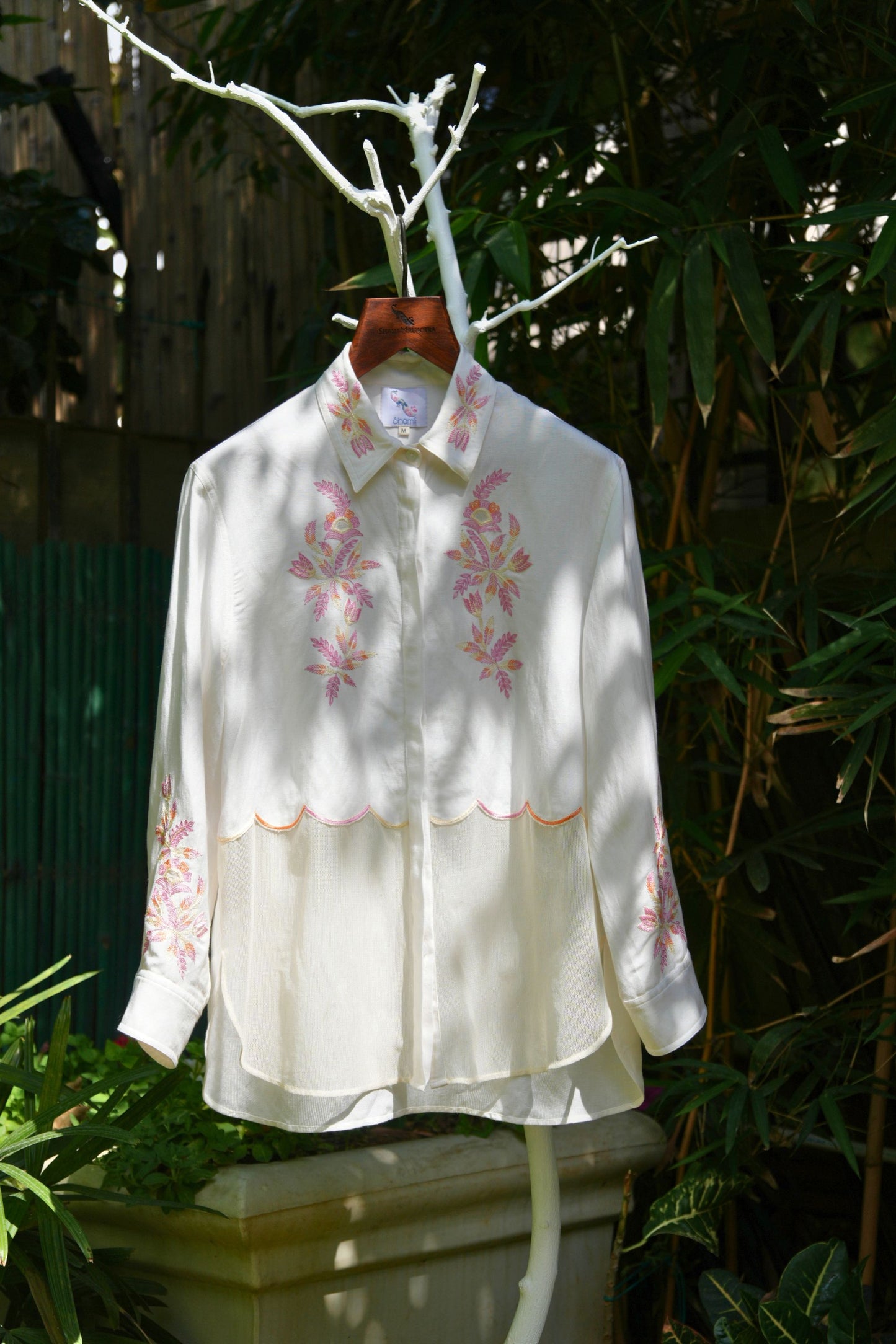 Layered ivory linen shirt