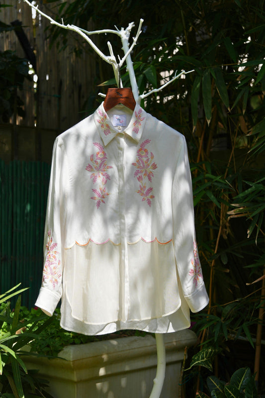 Layered ivory linen shirt