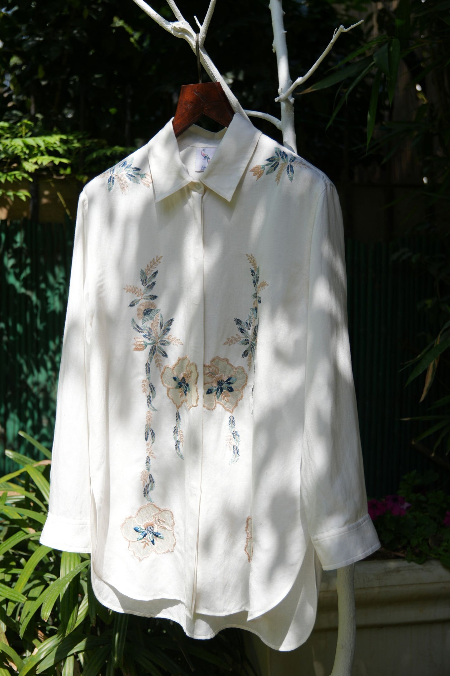 Oversize ivory linen shirt