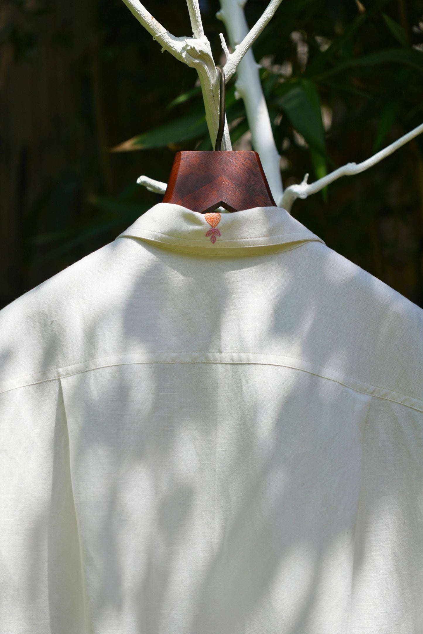Fusion panel ivory linen shirt