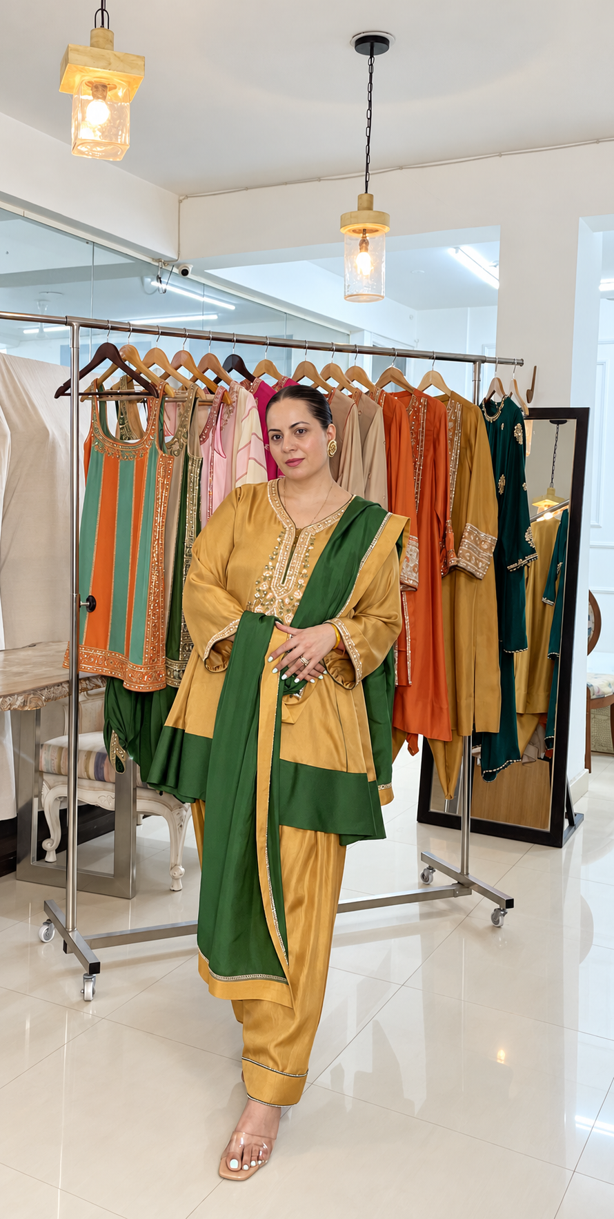 Golden Mustard Kalidar Kurta & Salwar Set