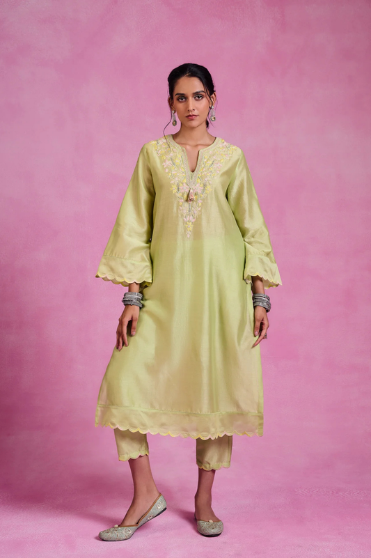The Ethereal Matcha Green Kaftan Style Kurta Set