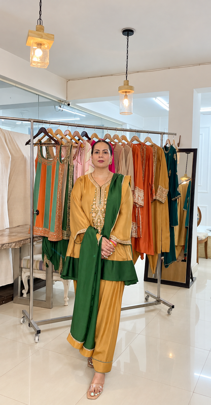 Golden Mustard Kalidar Kurta & Salwar Set