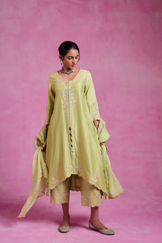 The Ethereal Matcha Green Flowy Suit Set