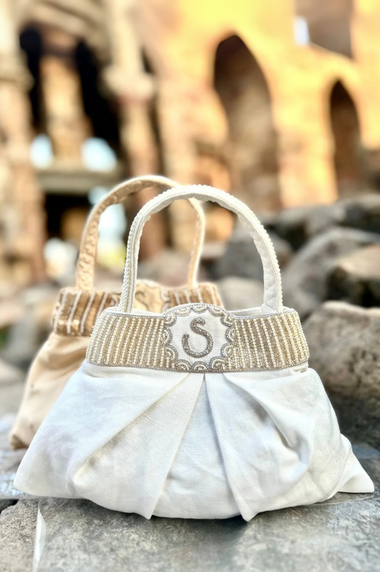White Linen Clutch Bag