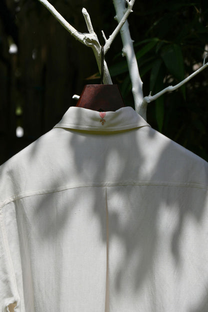 Oversize atelier yoke ivory linen shirt
