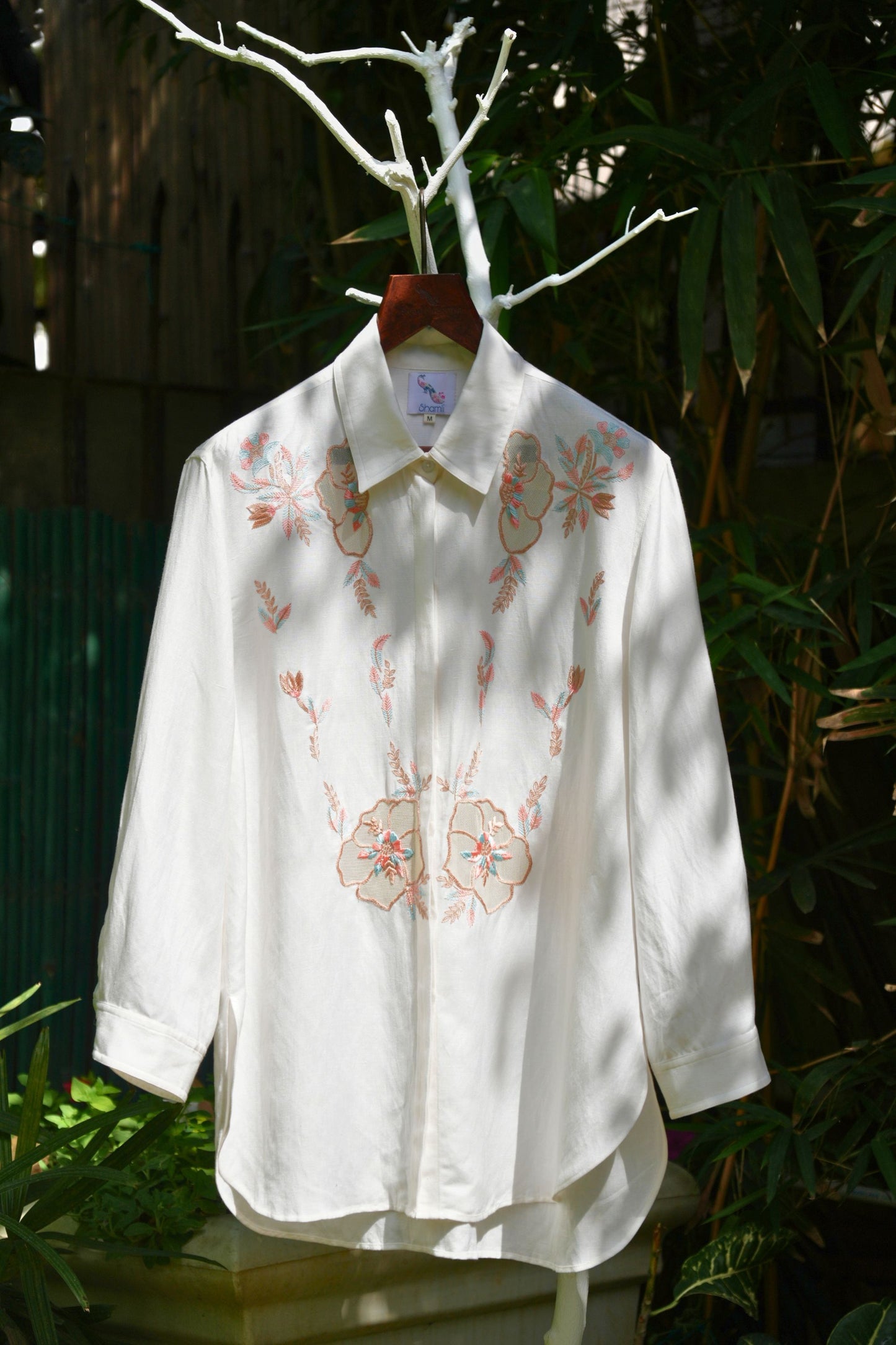 Oversize atelier yoke ivory linen shirt