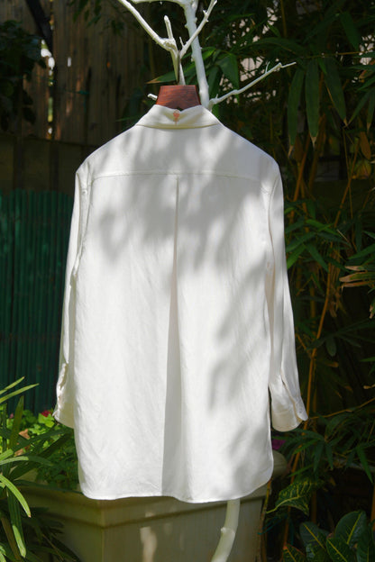Oversize atelier yoke ivory linen shirt