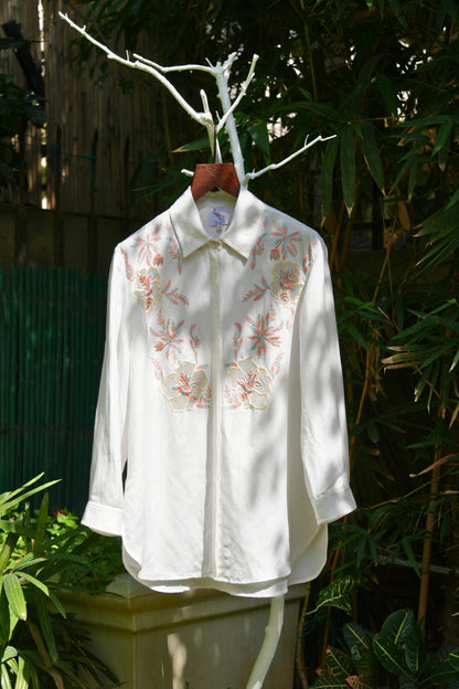 Oversize atelier yoke ivory linen shirt