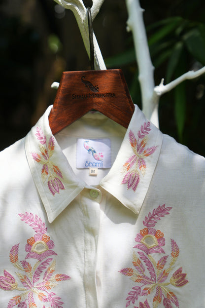 Layered ivory linen shirt