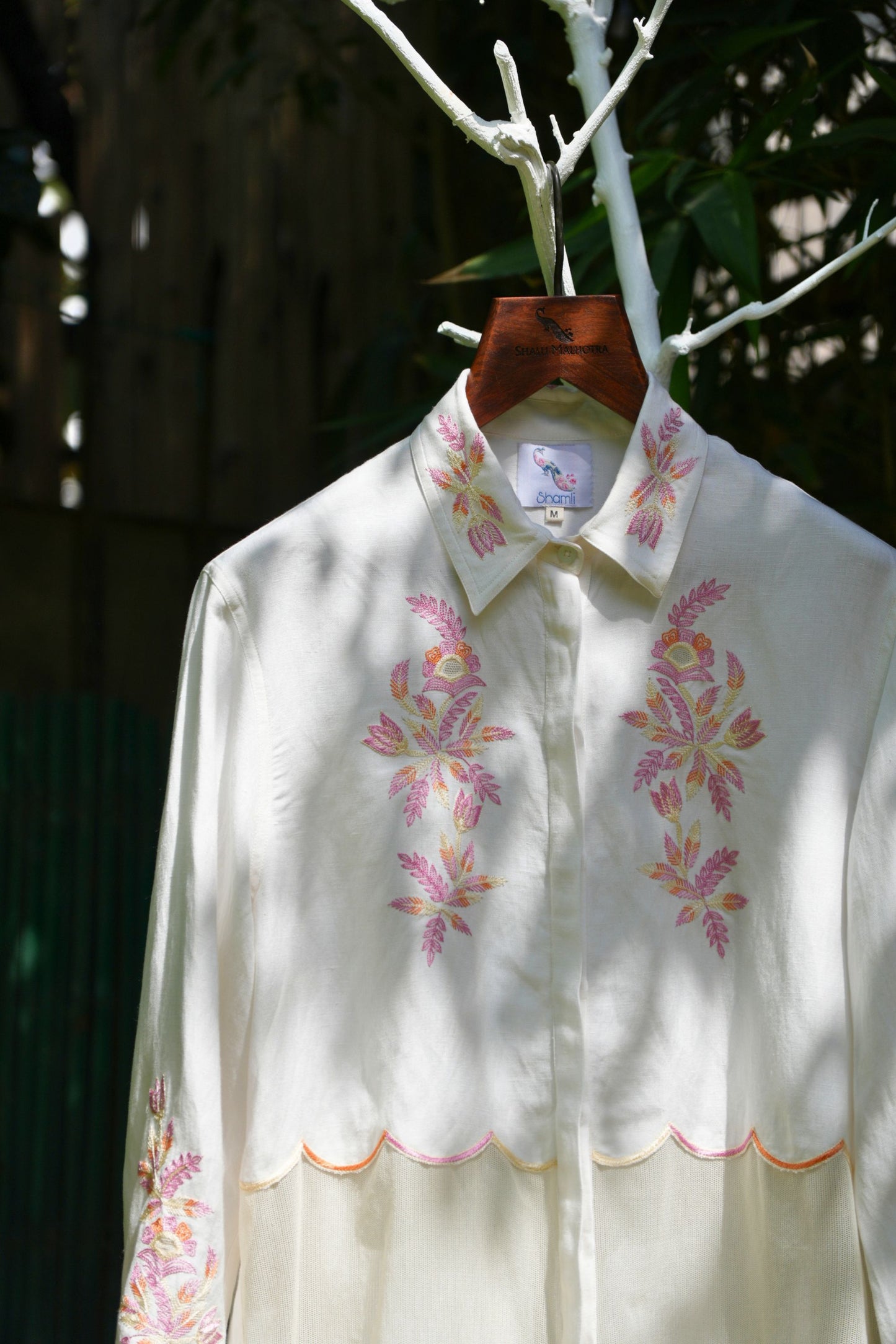 Layered ivory linen shirt