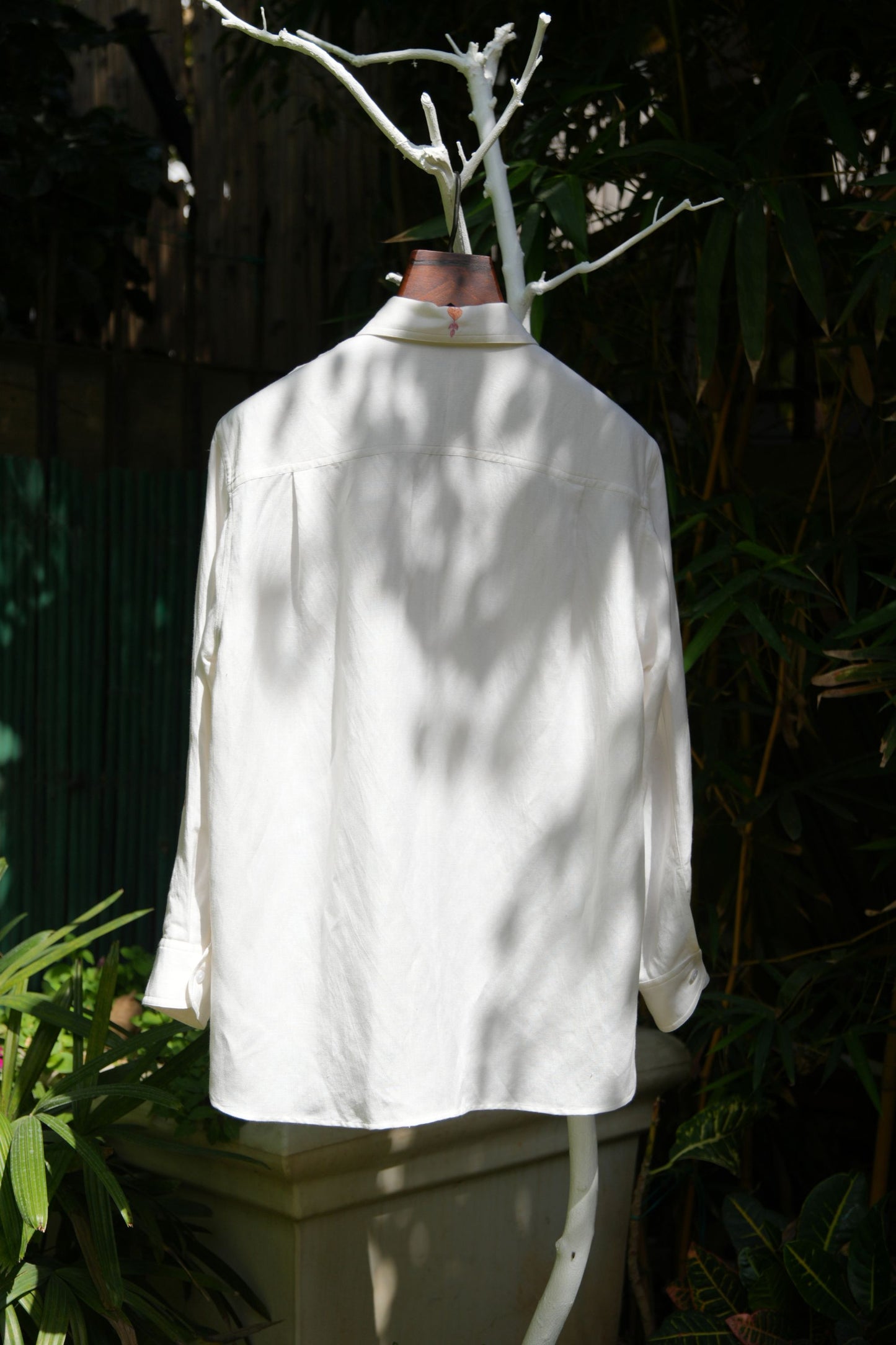 Fusion panel ivory linen shirt