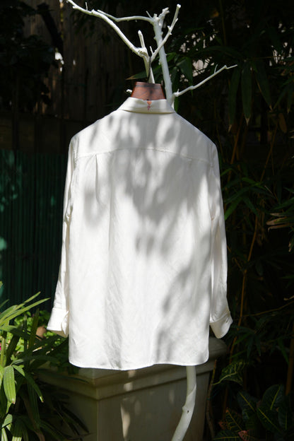 Fusion panel ivory linen shirt