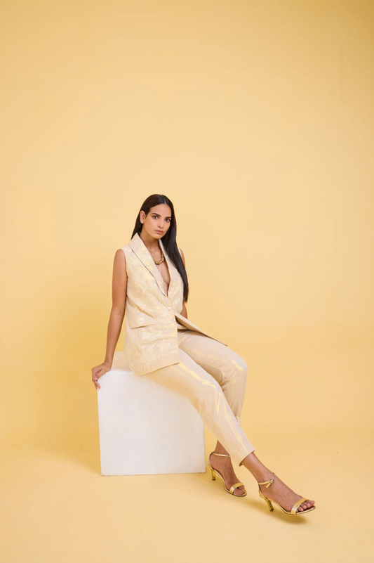 The Gold Sparkle Long Jacket Set