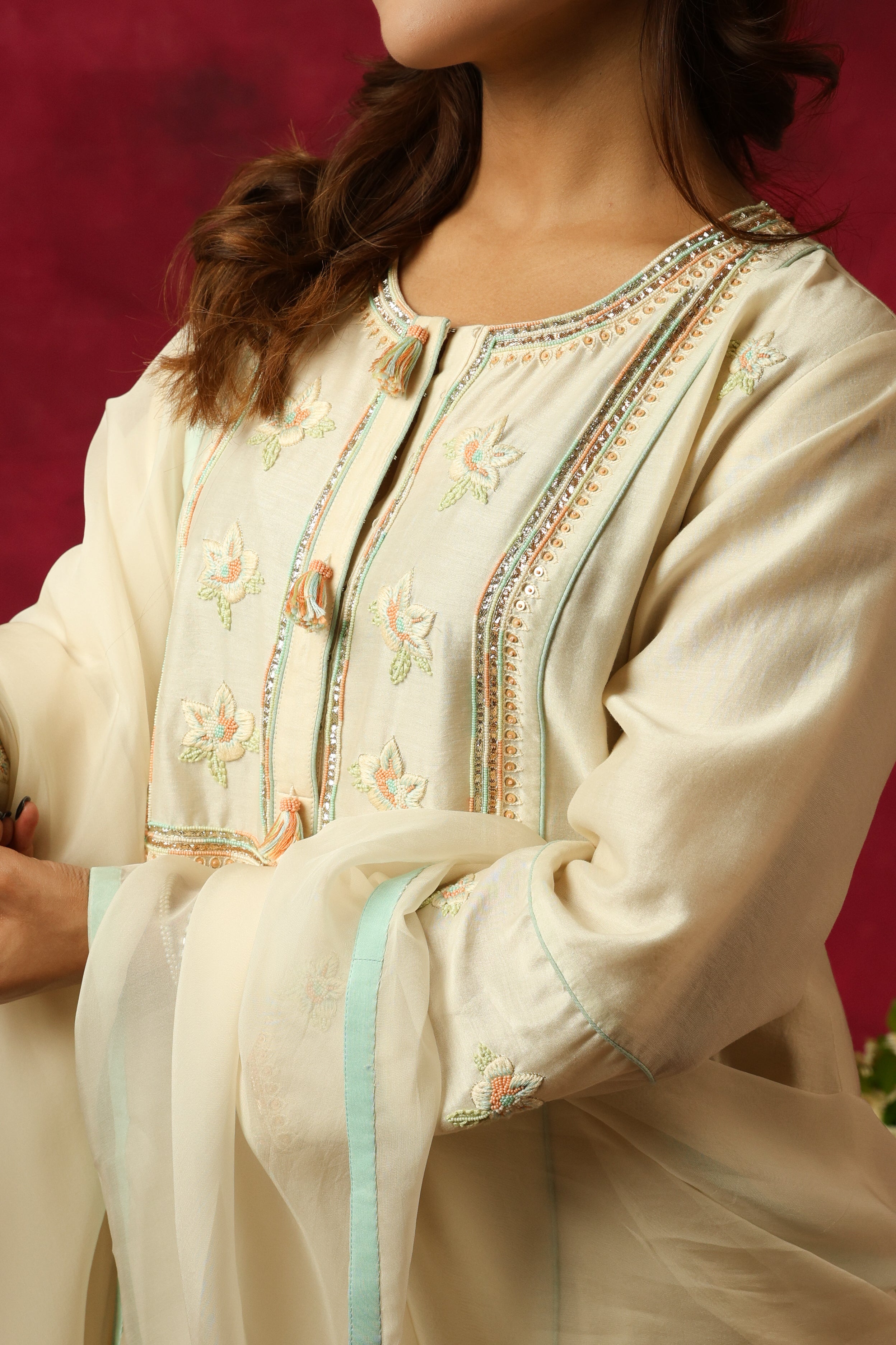 The Eternal Ivory Panneled Kurta Set