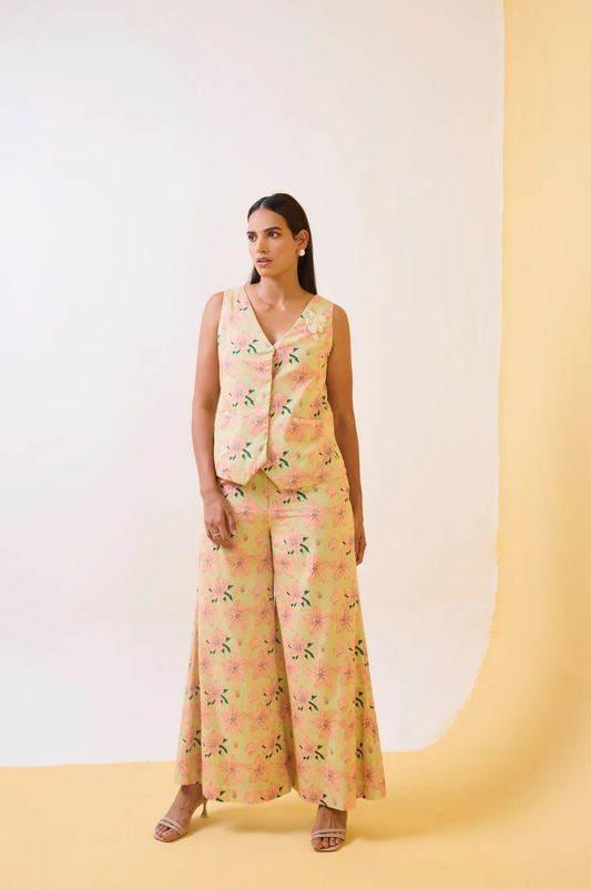 The Matcha Green Rose-Bud Waistcoat Set