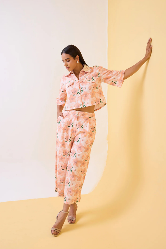 The Peachy Rose-Bud Shirt Set