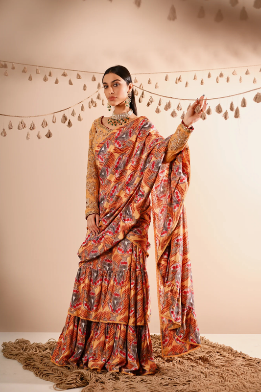 The Trumpet Flower Pre-Draped Lehenga Saree