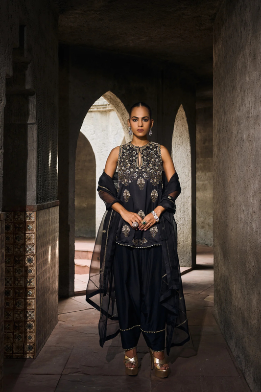 The Eternal Rich Black Kurti & Salwar Set
