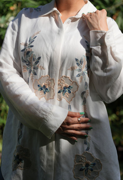 Oversize ivory linen shirt
