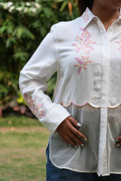 Layered ivory linen shirt