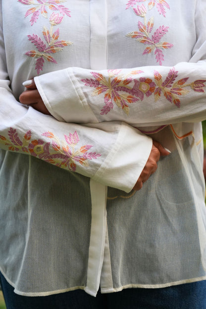 Layered ivory linen shirt