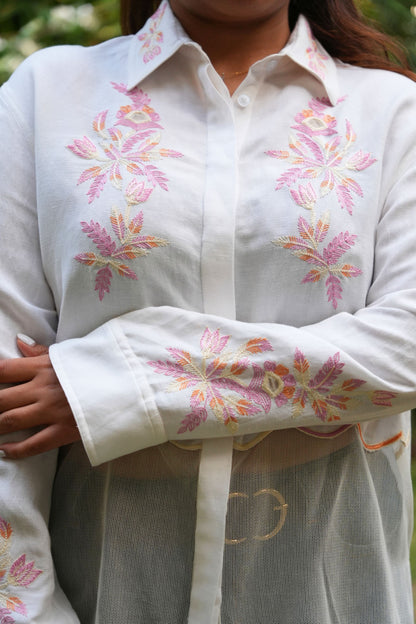 Layered ivory linen shirt