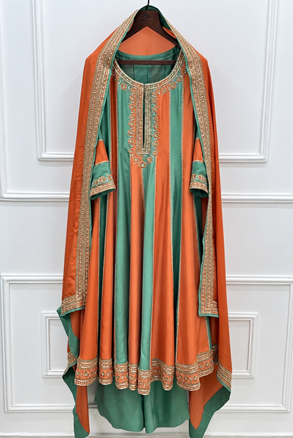 Rust & Sage Anarkali Set